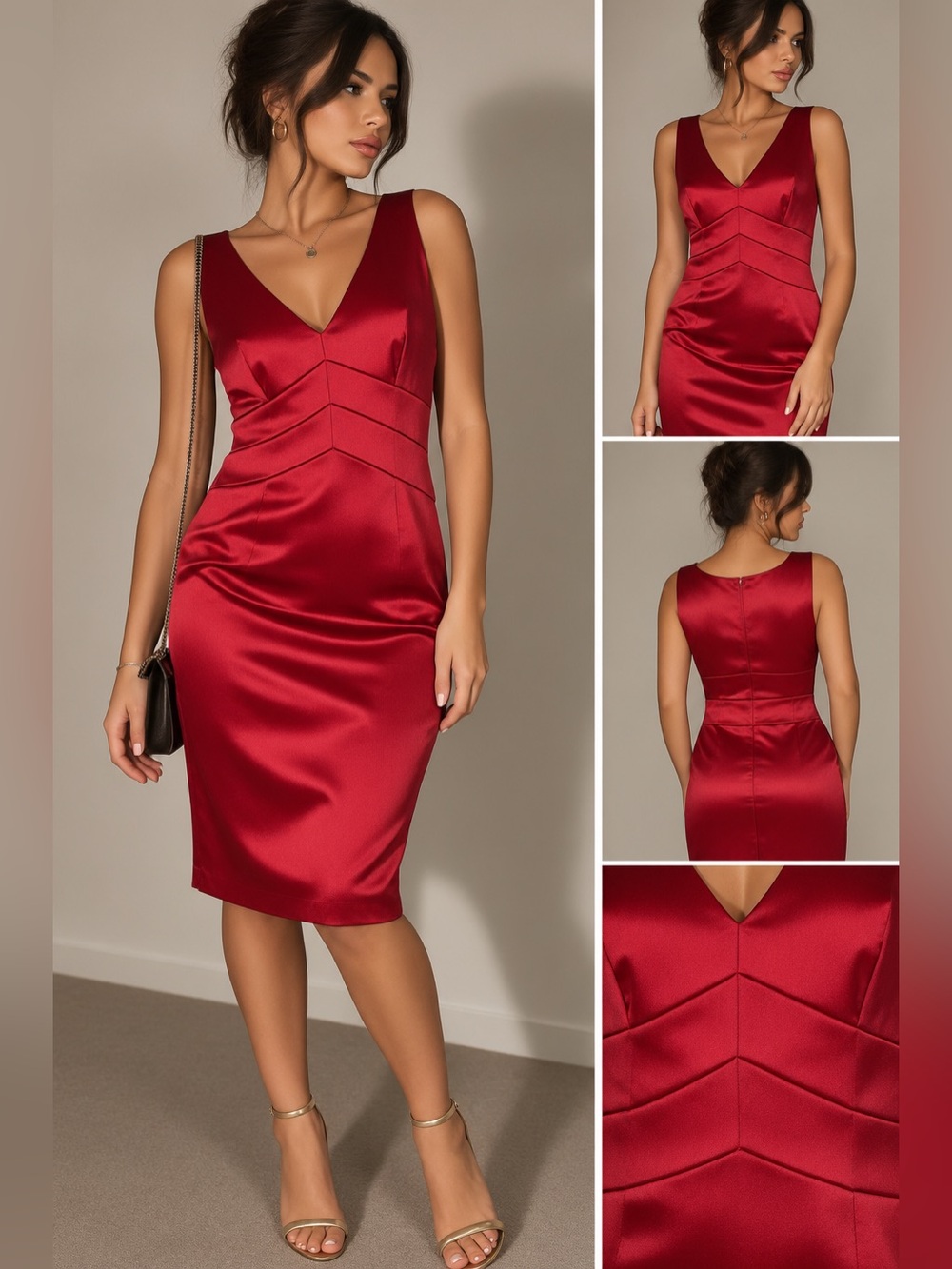 Target Limited Edition Red Satin Sheath Cocktail Dress Size 4 Y2K Holiday